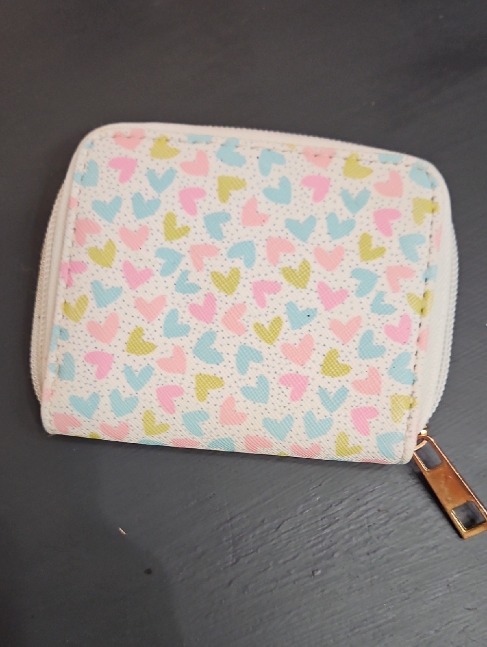 Pastel Heart Zip Wallet - Pink, Blue, Lime